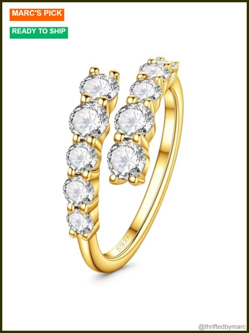 Moissanite Open Shank Wedding Band Stackable S925 Sterling Silver Ring